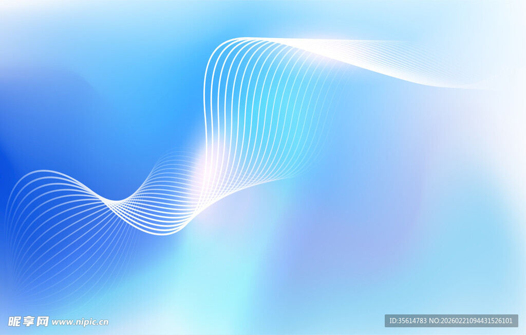 梦幻蓝色渐变波浪背景