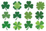一组绿色三叶草图案