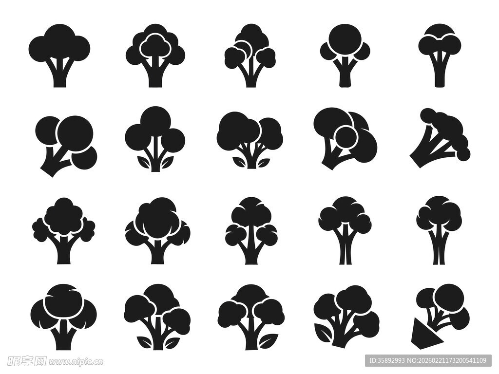 多样西兰花图标集合