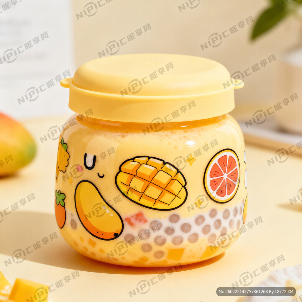 杨枝甘露 U型带盖胖胖杯 平盖