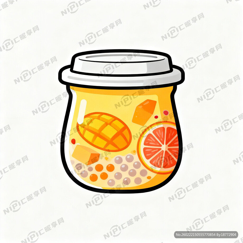 杨枝甘露 U型带盖胖胖杯 平盖