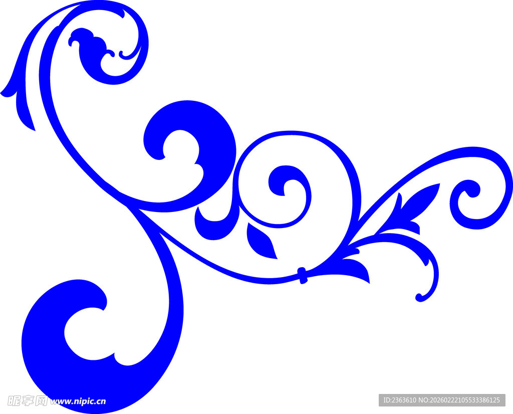 蓝色精美曲线花纹装饰