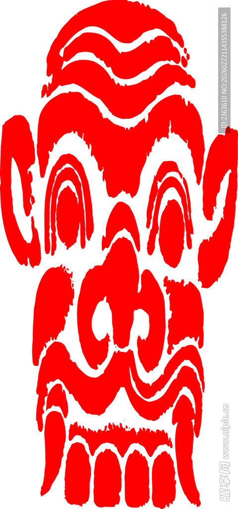 传统红色剪纸图腾形象