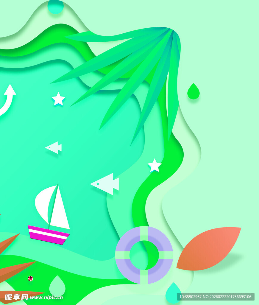 夏日海洋主题清新插画