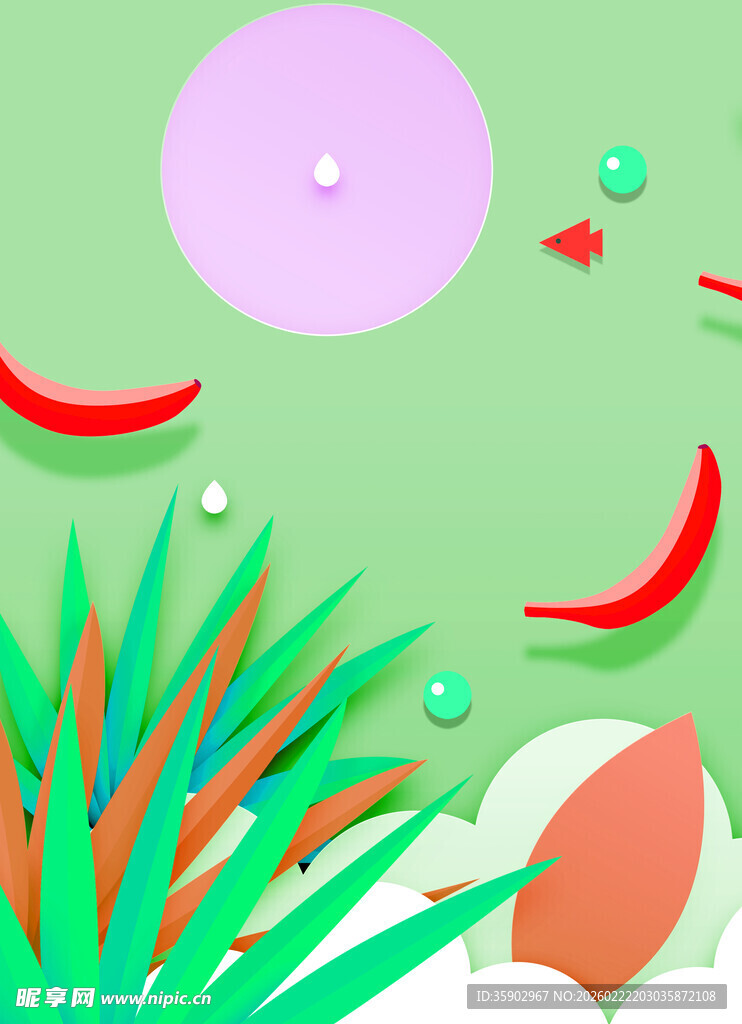 夏日清凉植物与水果场景