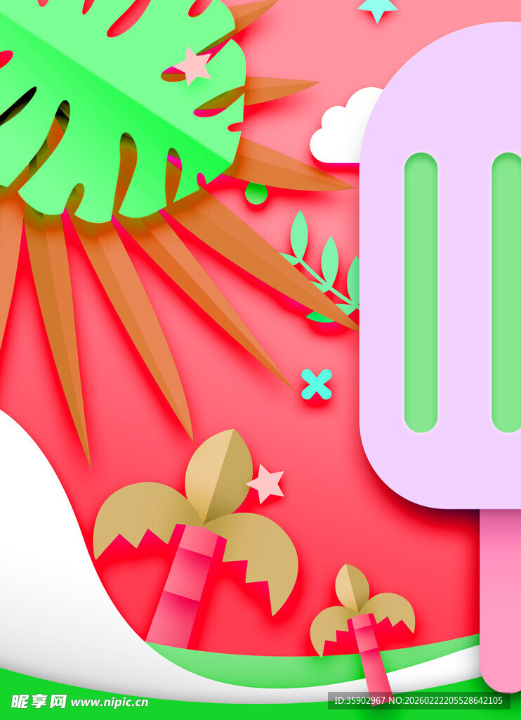 夏日清凉冰淇淋插画