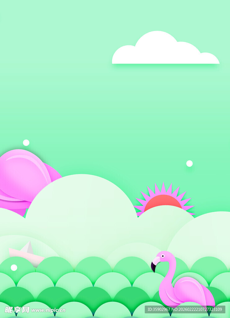 梦幻火烈鸟的清新自然场景