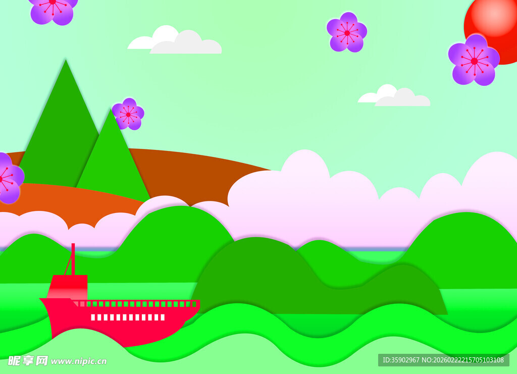 春日河畔风景图