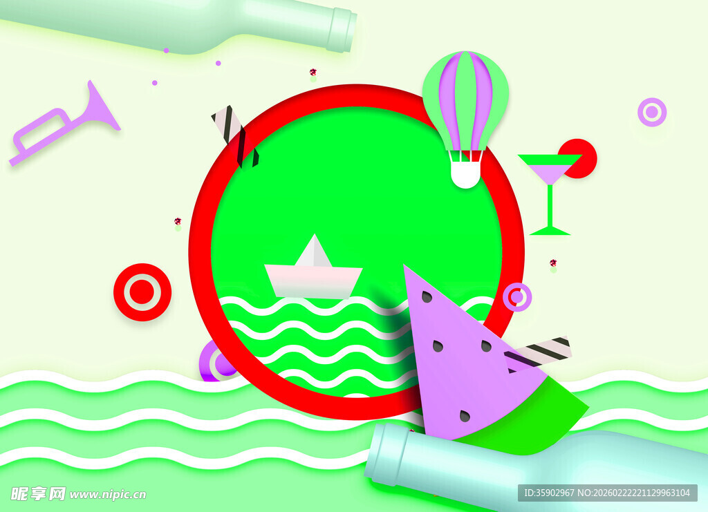 卡通河马的奇幻海洋场景