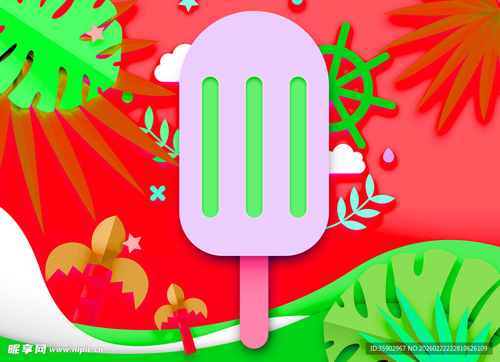 夏日清新风冰淇淋插画