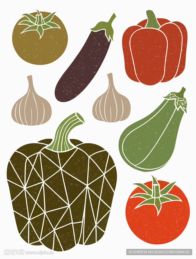 几何风格蔬菜插画