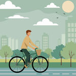 城市骑行插画