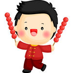 手持糖葫芦的喜庆小男孩