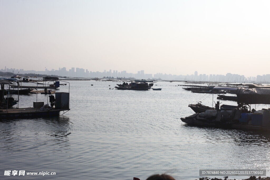 海上停泊的船只景观