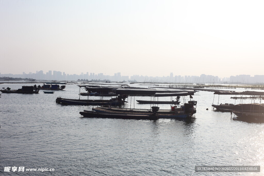 水上停泊的船只景观