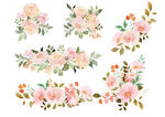 水彩粉色花卉装饰图案