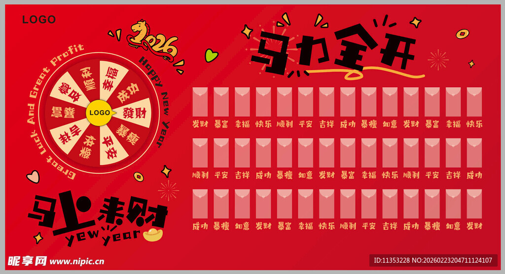马年转盘红包墙