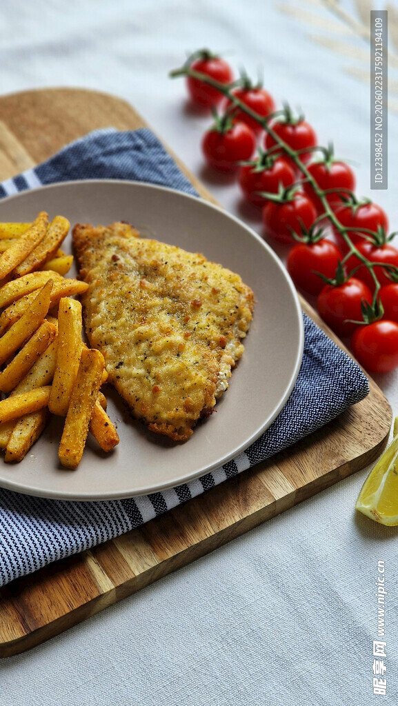 炸鱼薯条美食摆盘