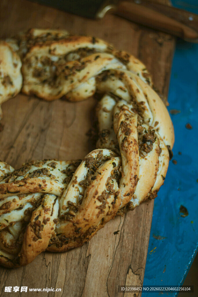 美味麻花面包圈特写