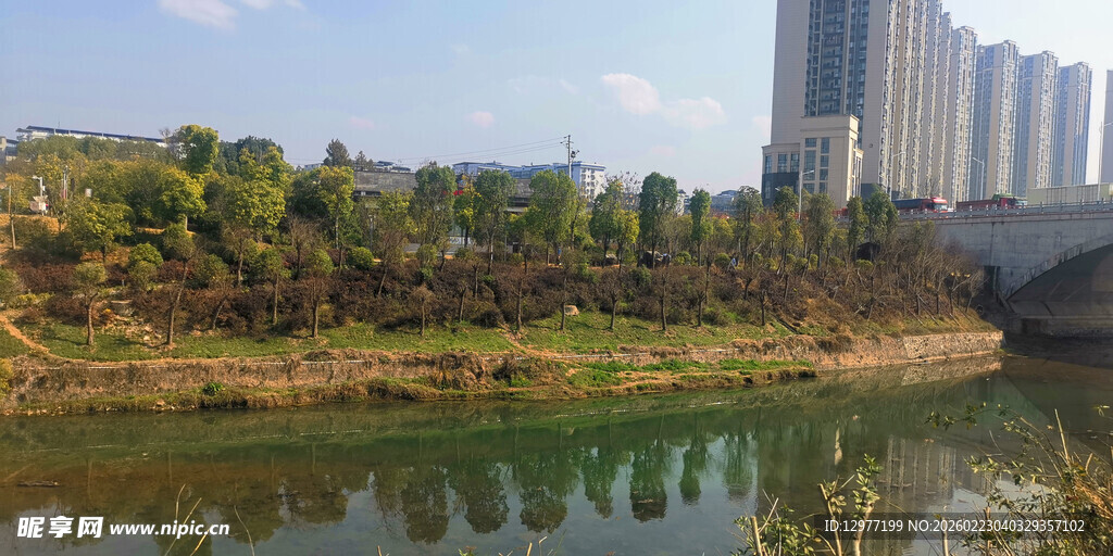 河畔城市风光景色