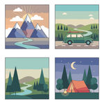 户外露营插画