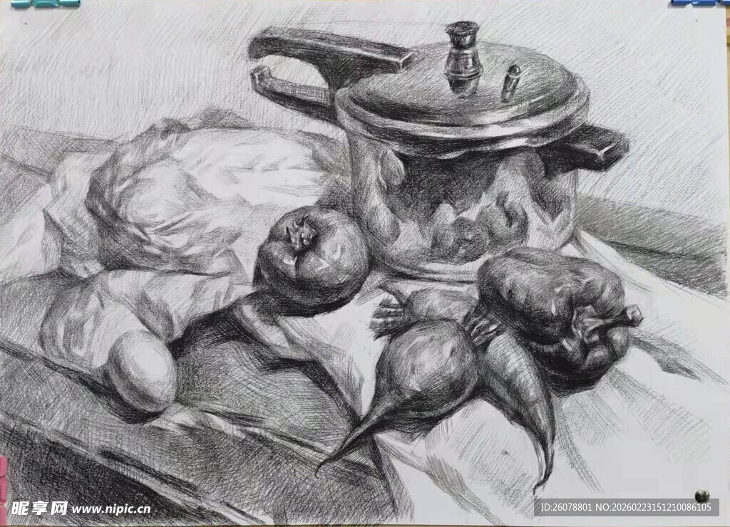 碳铅素描碳画 美术高考类型静物