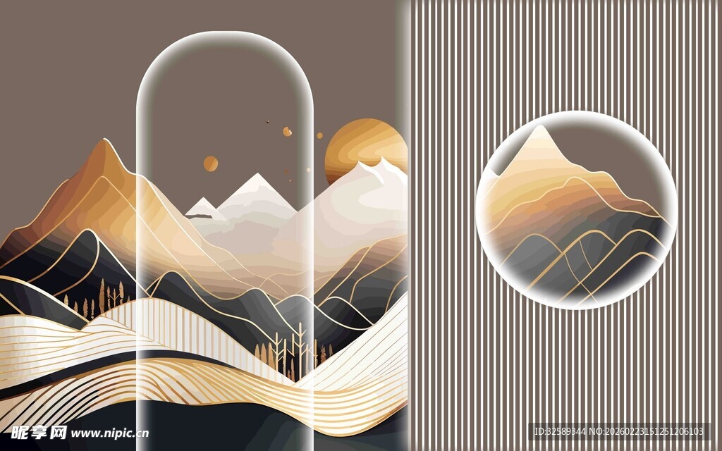 新中式山水抽象装饰画