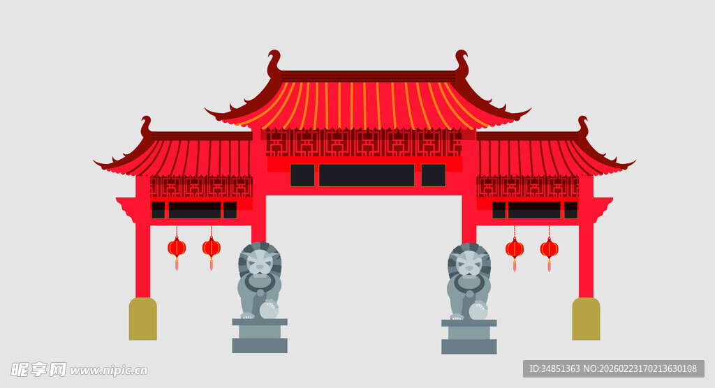 中式传统牌坊建筑形象