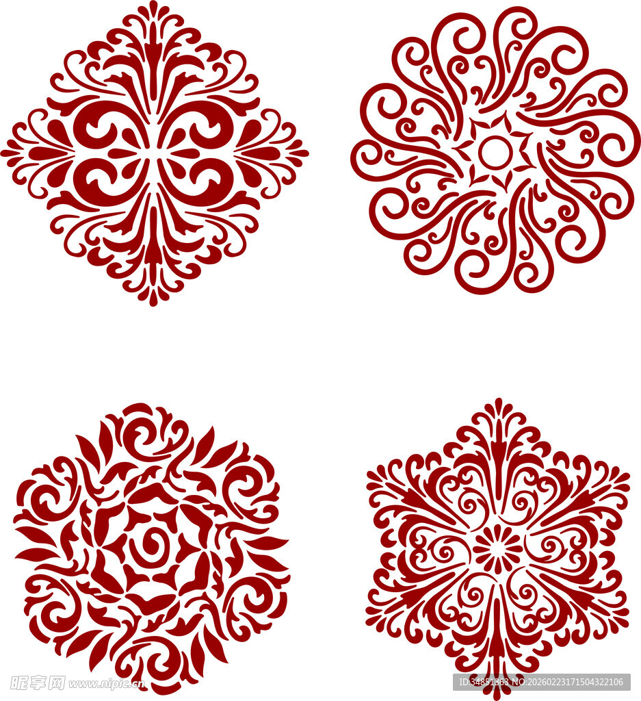 中式传统红色花纹图案