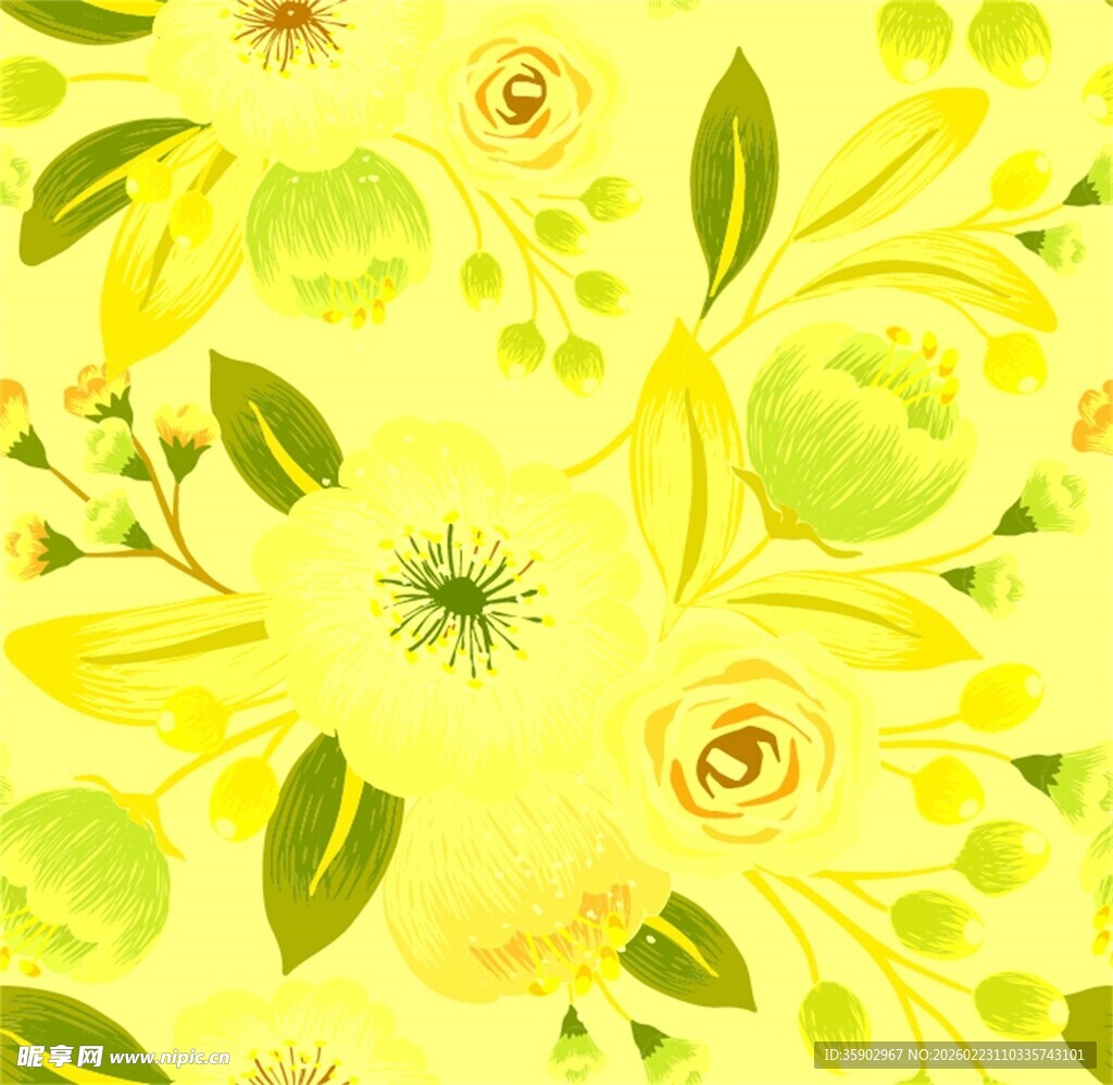 清新黄色花卉图案背景