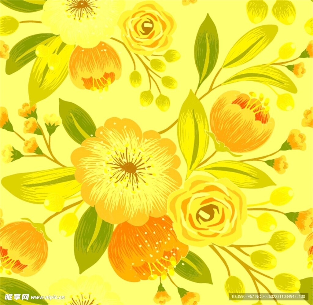黄色花卉图案背景