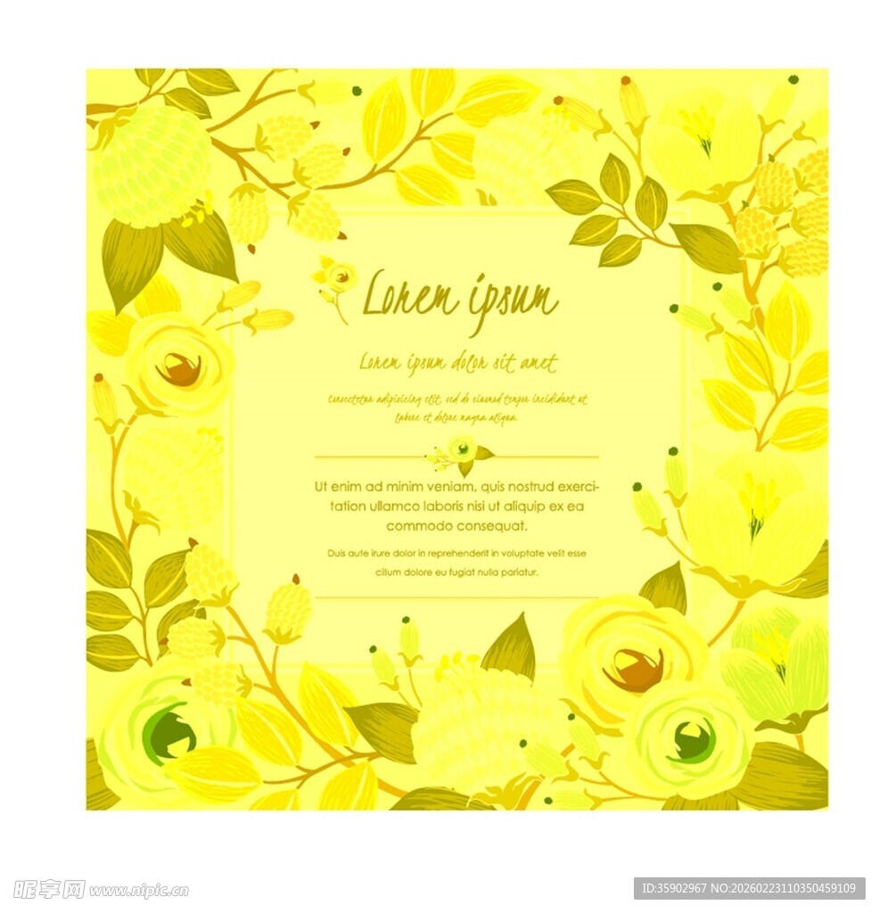 黄色花卉背景矢量图素材