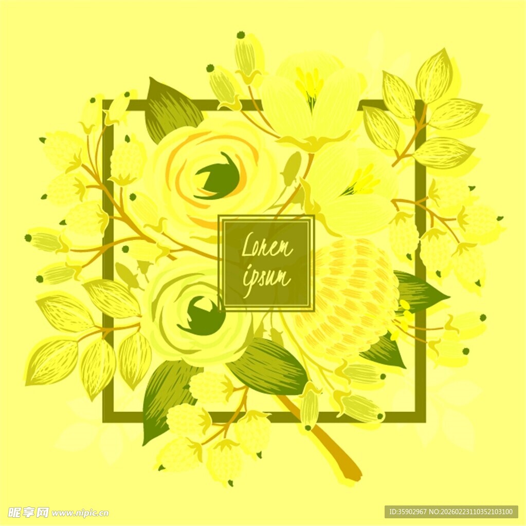 黄色花卉装饰图案