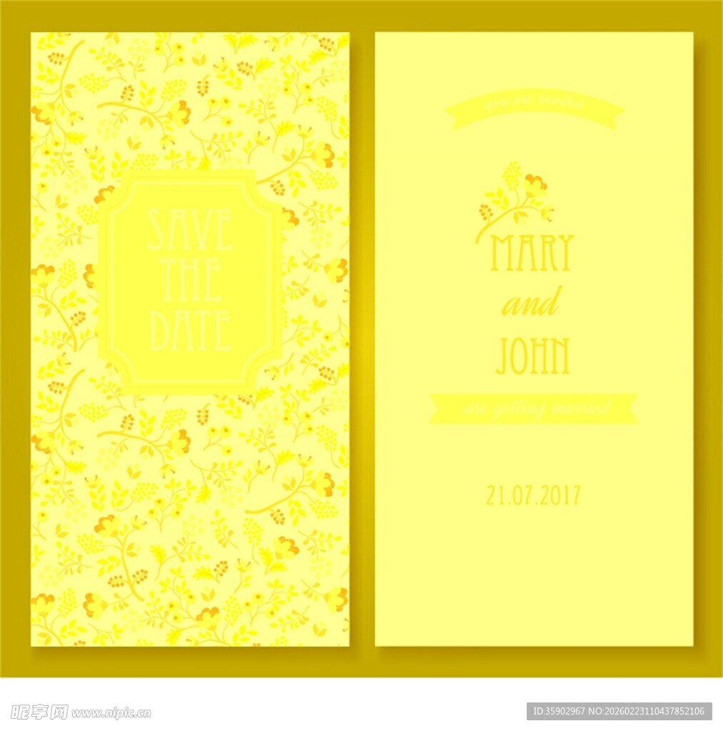 黄色花卉主题卡片设计