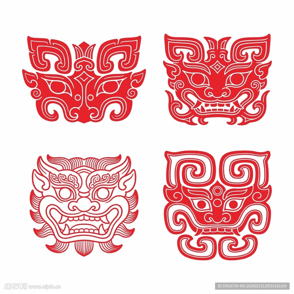 传统中式兽面纹图案设计