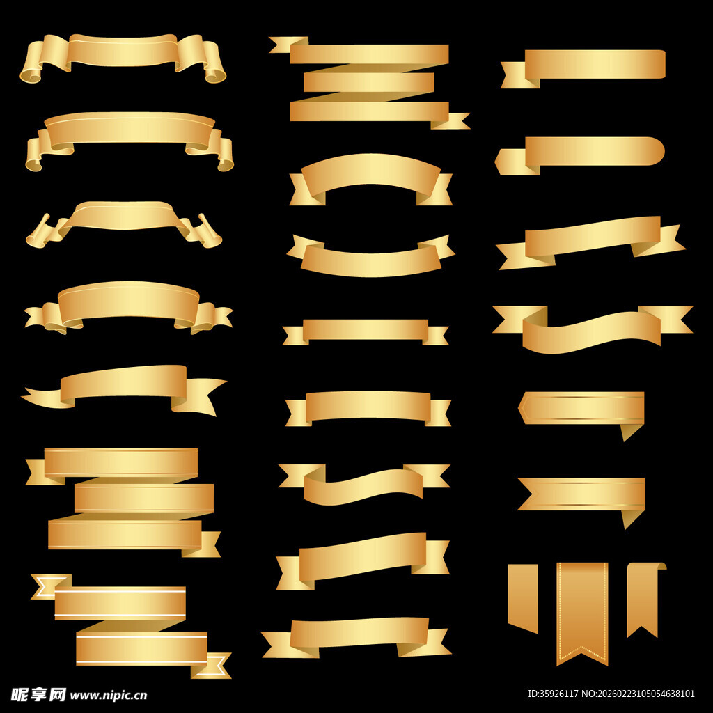 金色丝带横幅