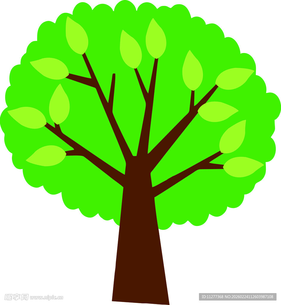 卡通风格的绿色大树形象