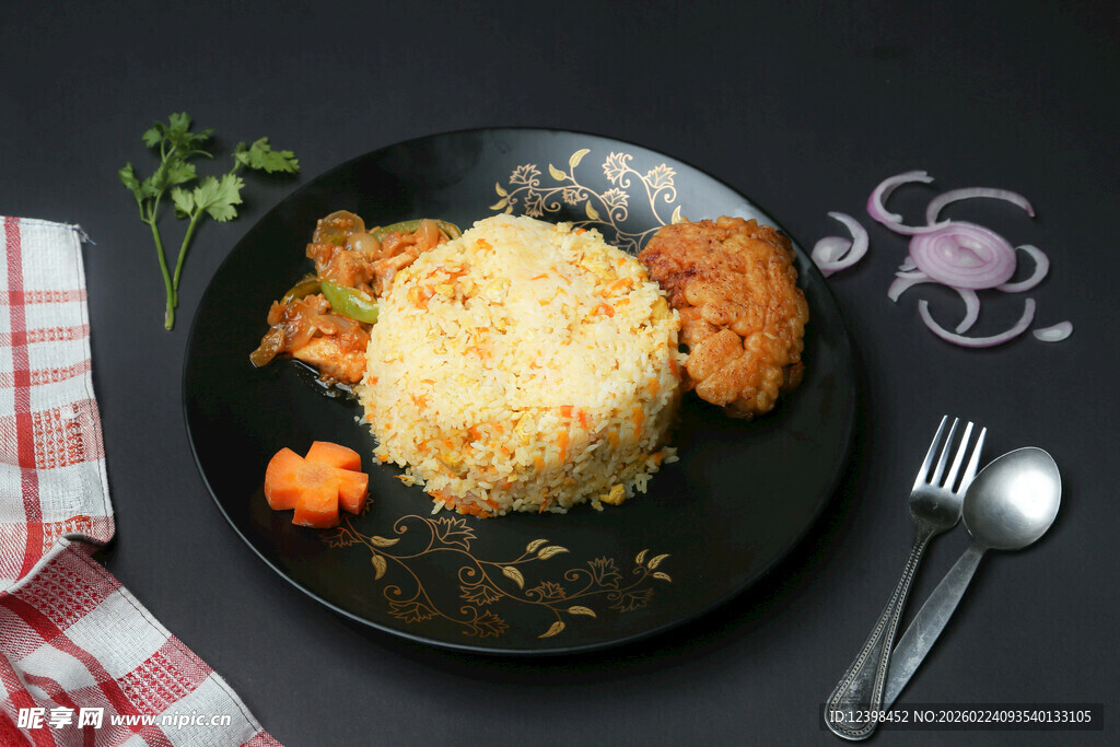 美味咖喱鸡肉饭摆盘展示