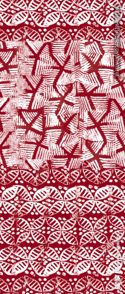 红色蕾丝花纹织物图案