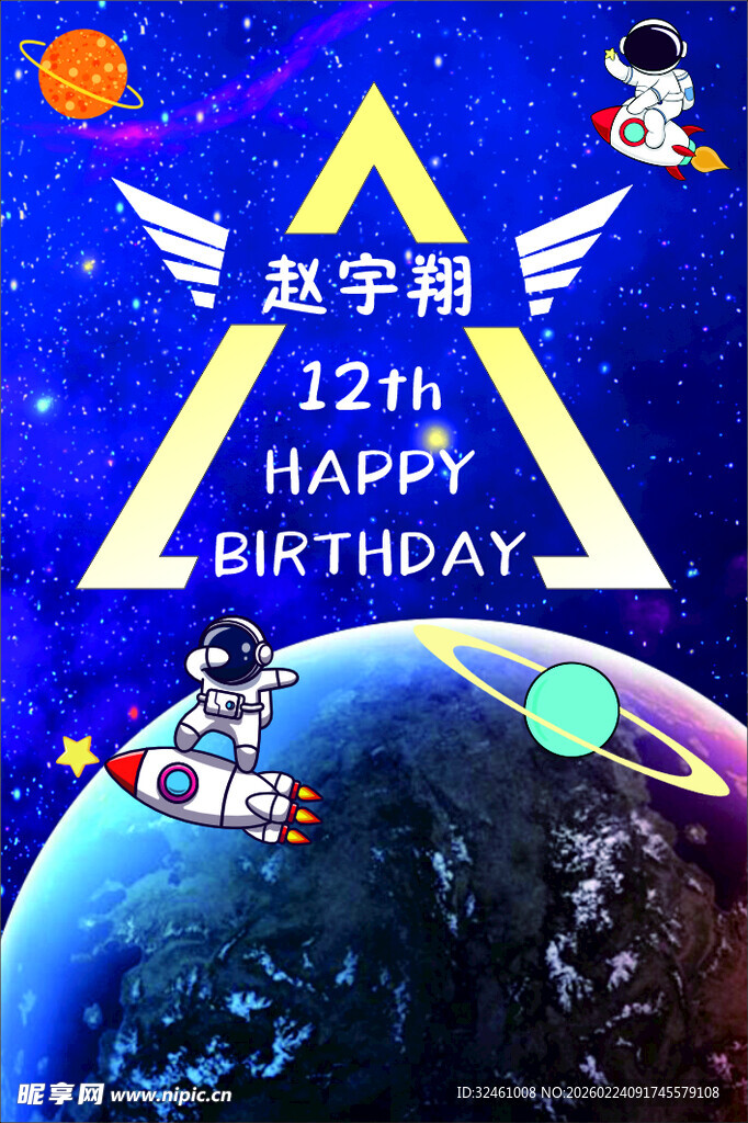 宇宙主题生日派对海报