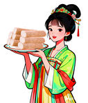 古装女子端糕点