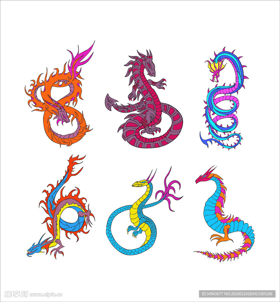 多彩创意龙形图案设计