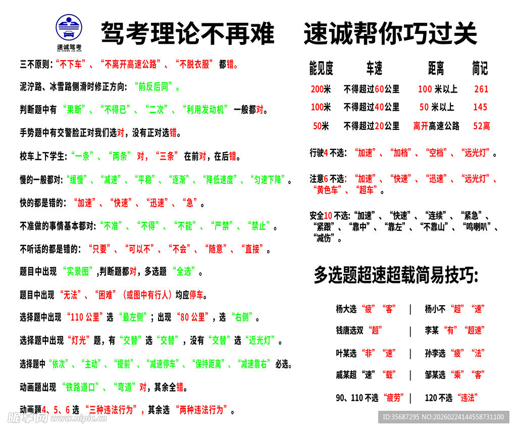 驾照选择题答题技巧