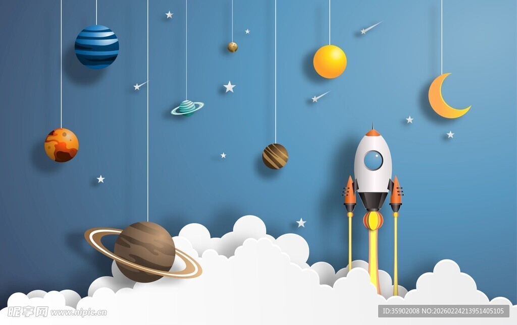 梦幻太空主题儿童房装饰