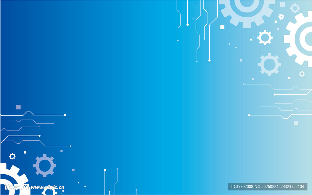 蓝色科技风齿轮背景图