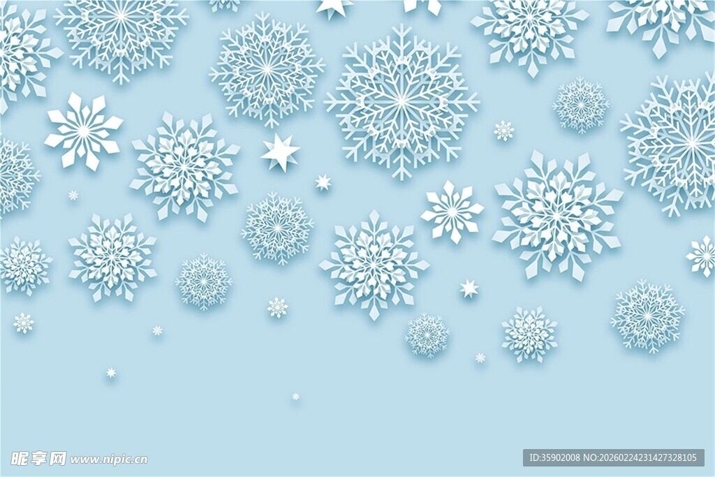 浅蓝色雪花背景图案