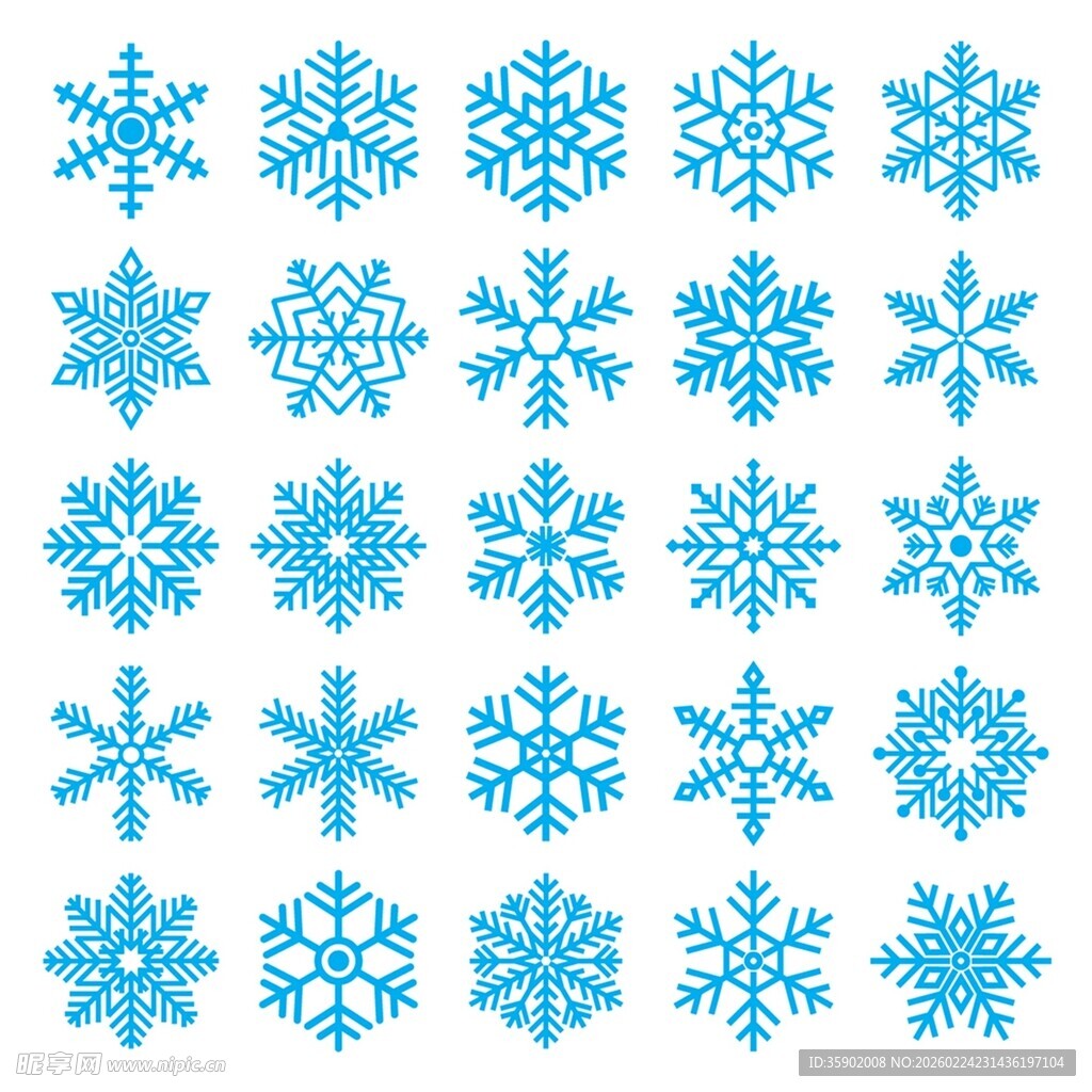 蓝色雪花图案集合