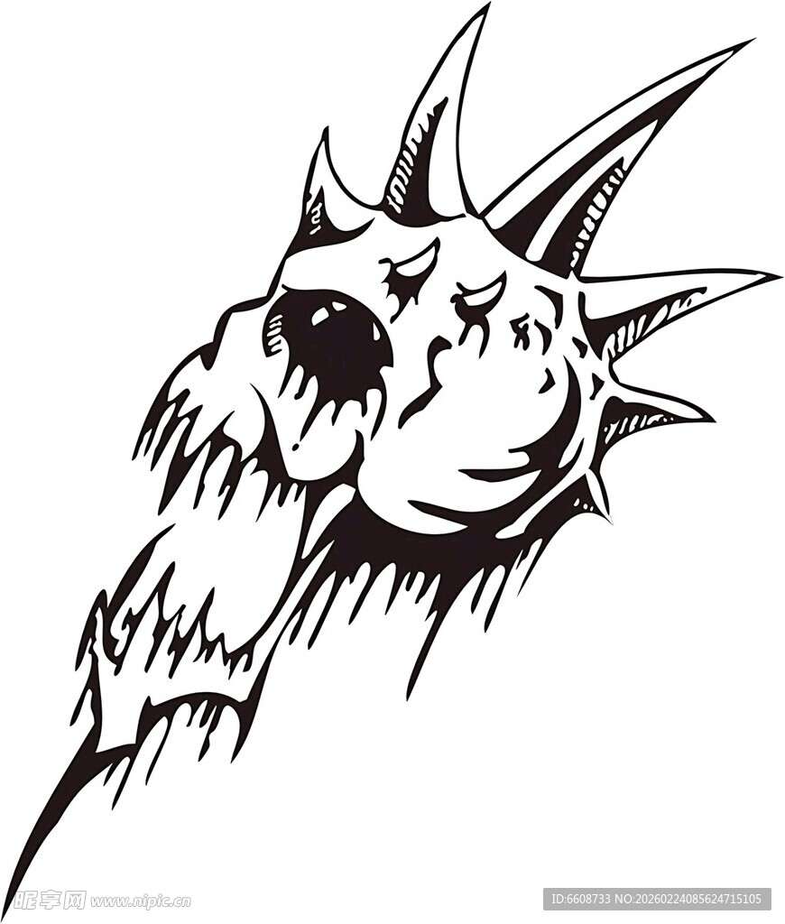 带刺怪兽头部插画