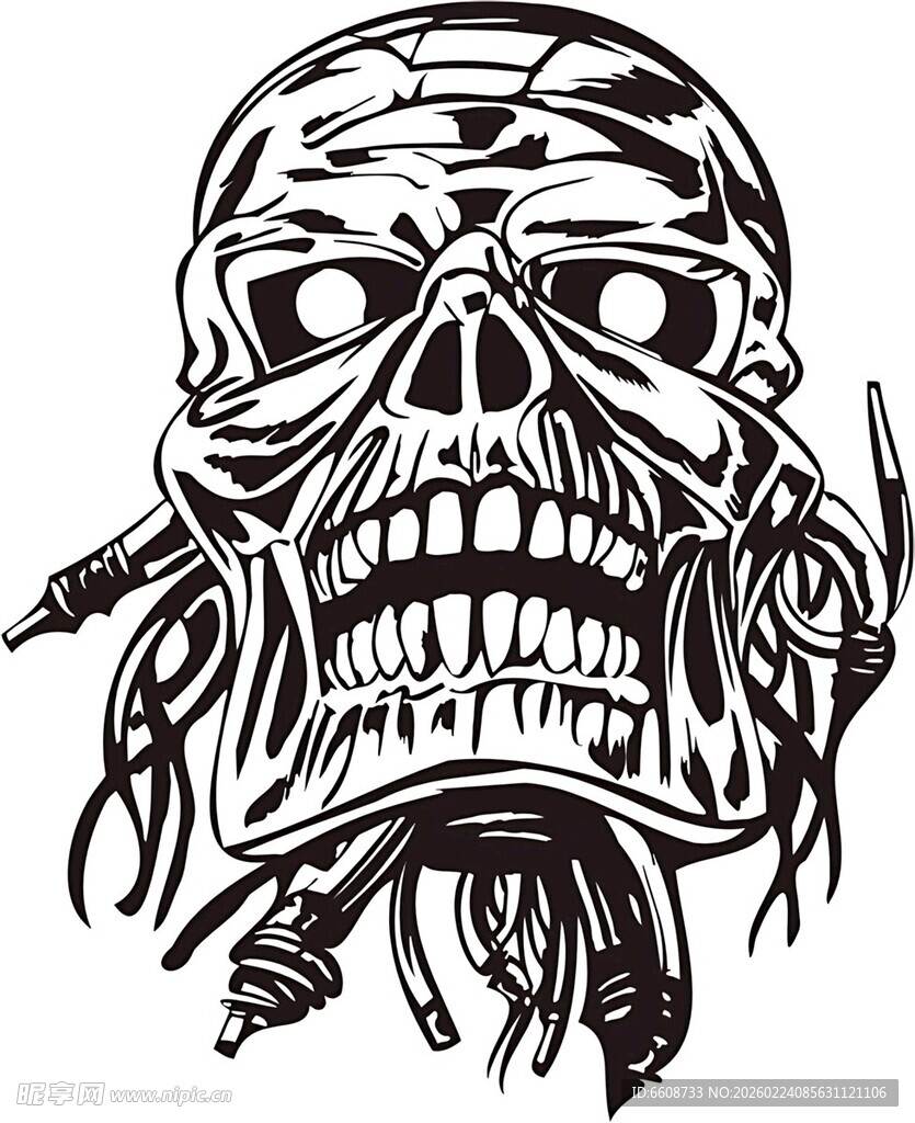 恐怖骷髅纹身图案设计