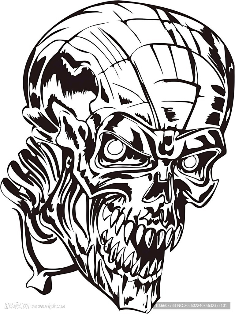 机械骷髅头图案设计